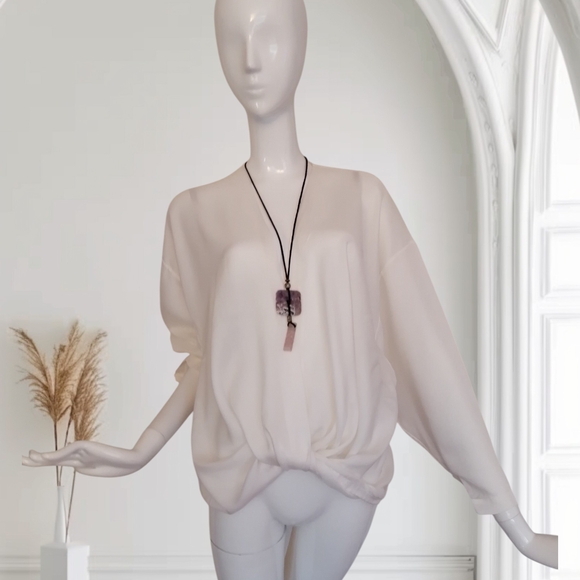 IRO Tops - IRO Off-White Knot-Front Blouse